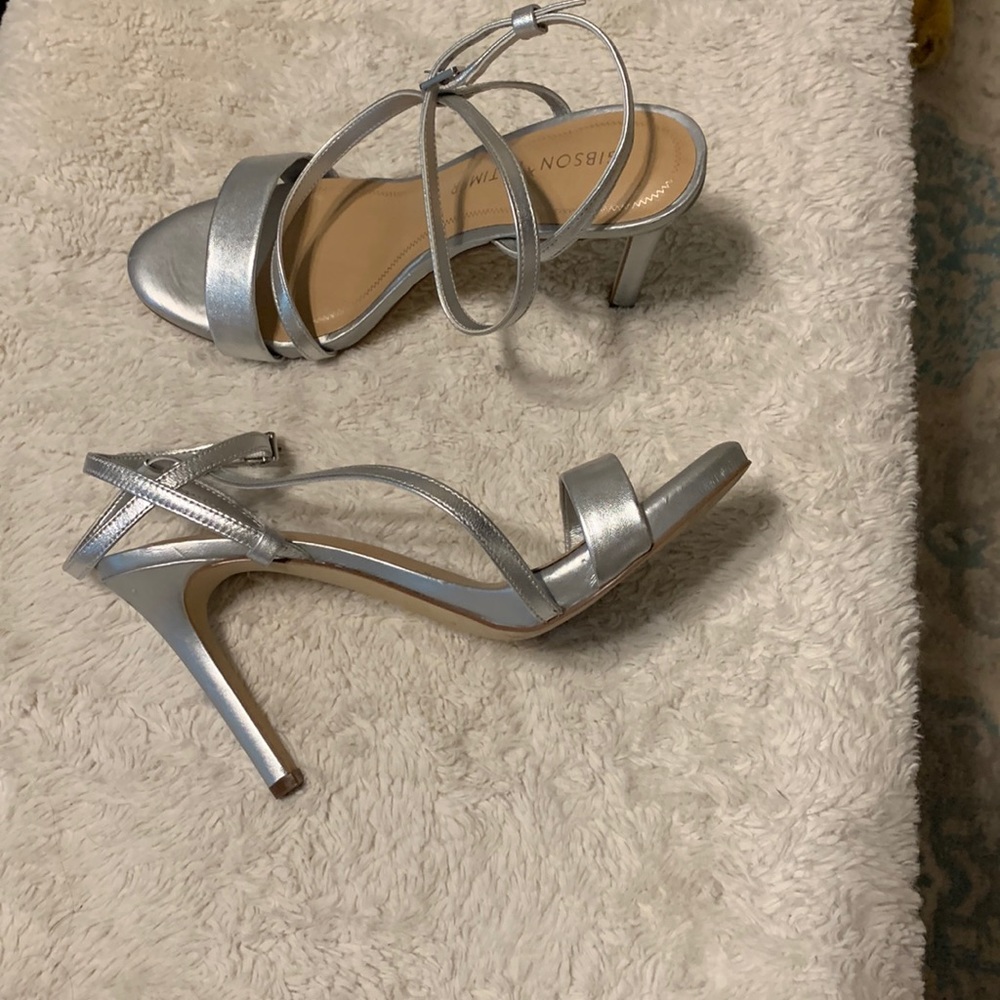 Silver Ankle Strap high heel sandal.
